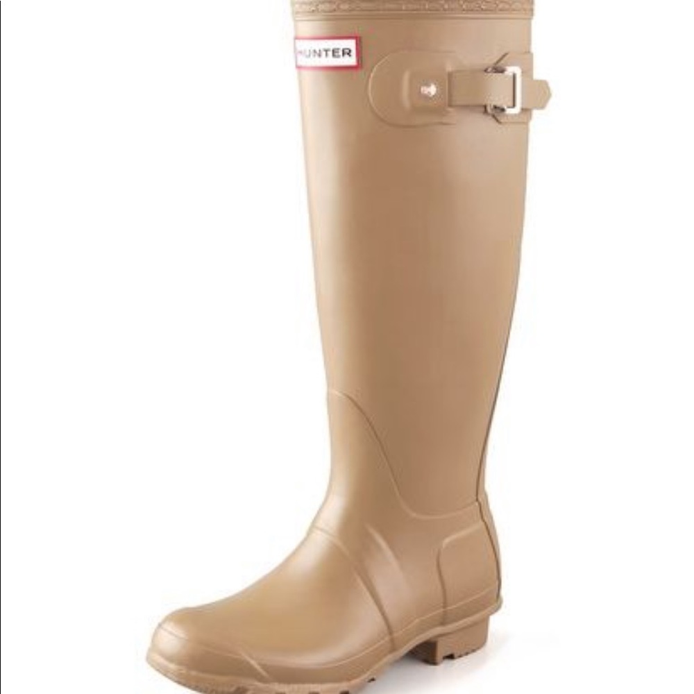 Hunter Original Tall rain Boot caffe latte size 8